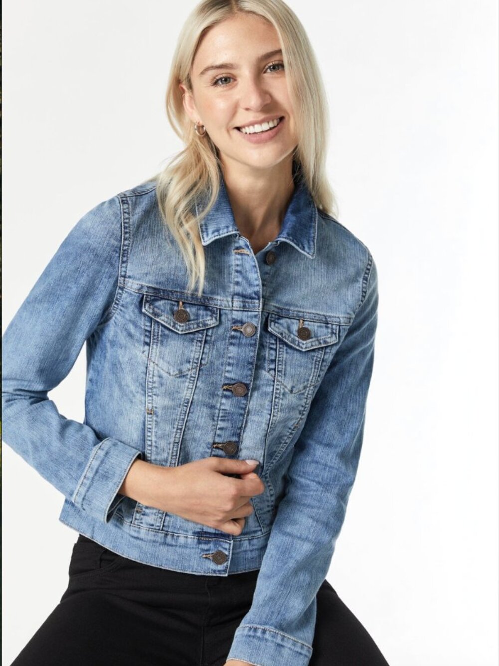 Mavi Samantha Cropped Denim Jacket - Light Brushed Vintage Wash - Size Medium